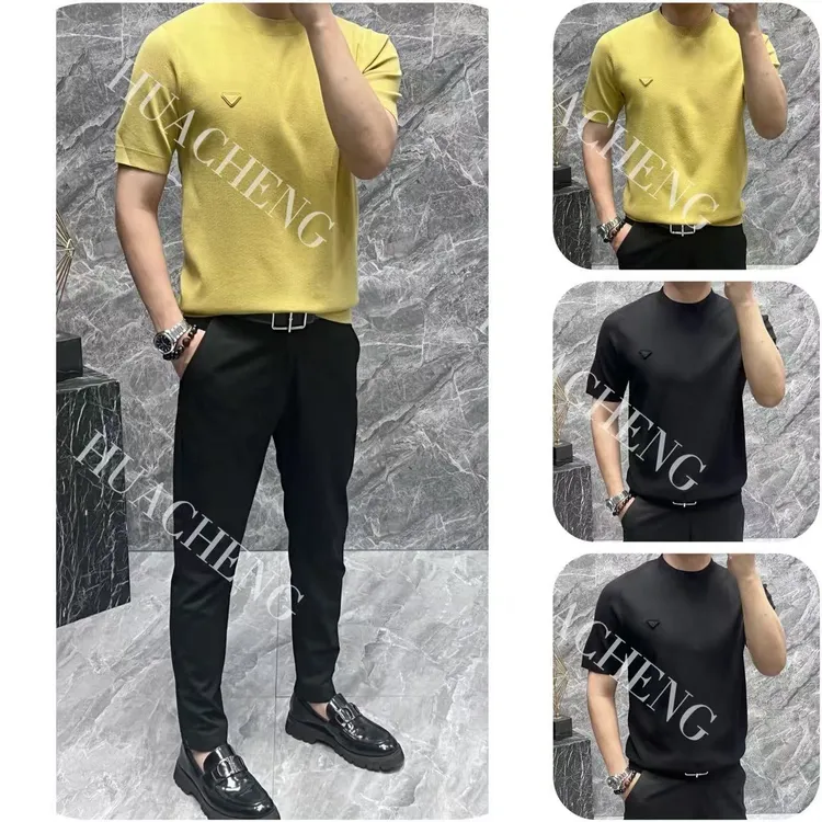 【HUACHENG】秋季男士百搭经典三角时尚高级针织打底短袖#HC25823