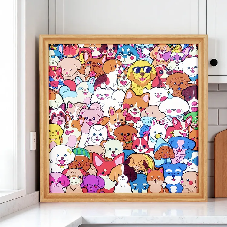 木质异形拼图手绘可涂色DIY不规则小狗狗拼图生日礼物营造氛围