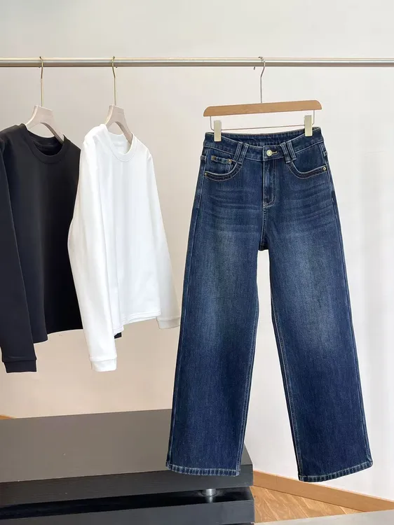 B加绒MAX！直立锁绒蓬松更保暖！藏肉显瘦微锥阔腿牛仔裤E304 H7204