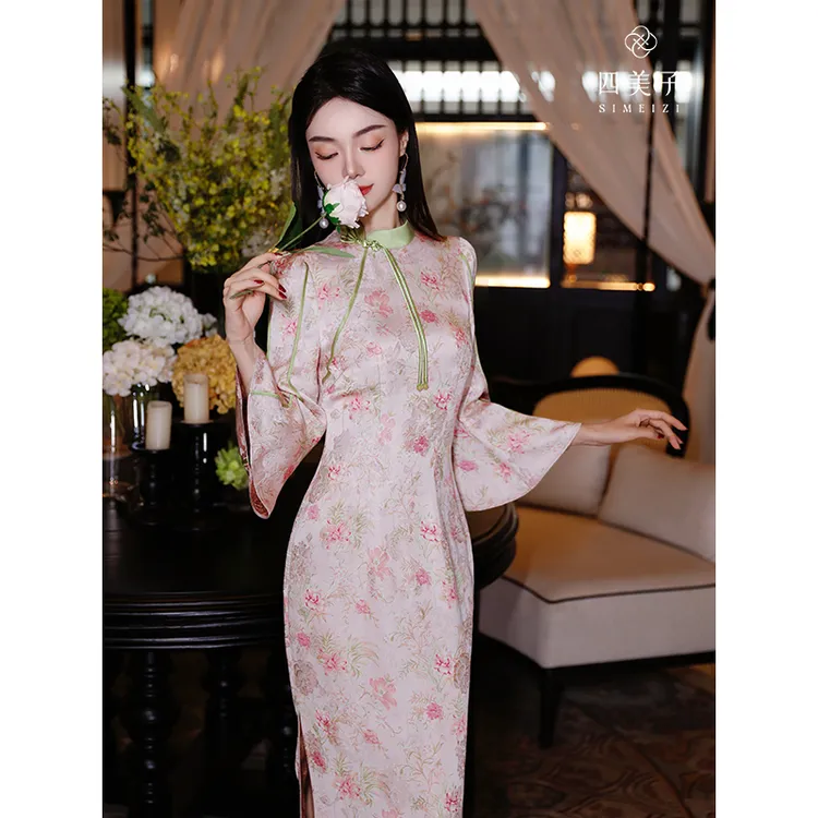 四美子【美若桃】秋季新款爆款新中式气质优雅显瘦改良旗袍连衣裙