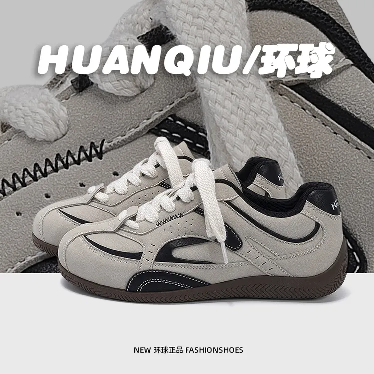HUANQIU/环球复古休闲板鞋男2025新款内增高男鞋时尚百搭德训鞋男