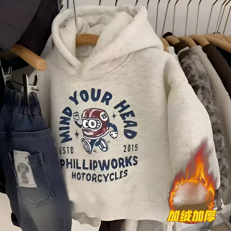 男童冬季加绒加厚卫衣韩版宝宝冬装连帽外套儿童羊驼绒保暖上衣潮