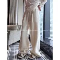 『PEACHZHOU』天丝羊毛软糯宽松直筒休闲裤松紧腰基础通勤阔腿裤