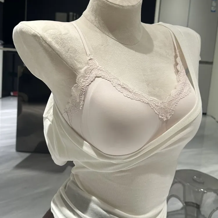 【哒遇专属】舒芙蕾细肩带无痕蕾丝凉感夏季吊带聚拢文胸罩内衣女