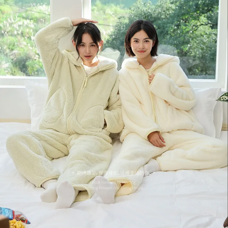 珂希卡加厚冬季保暖加大睡衣家居服加厚入冬漂亮衣服