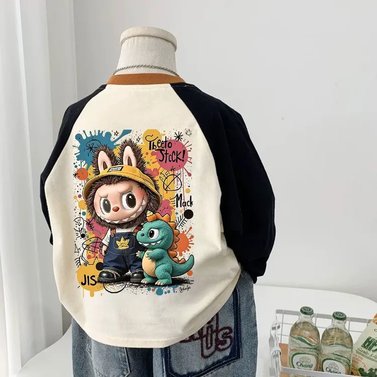 纯棉长袖t恤儿童上衣卡通印花秋季男女童宝宝打底衫T恤衫爆款潮