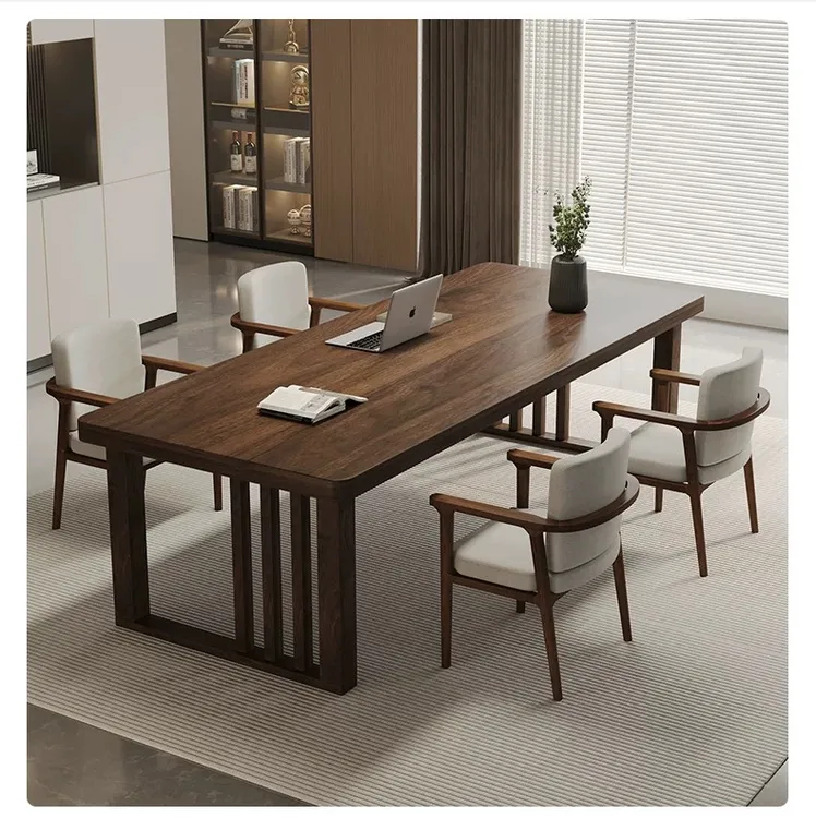 【木语】南美黑胡桃实木客厅茶桌大长书桌餐桌学习桌电脑桌一桌多用