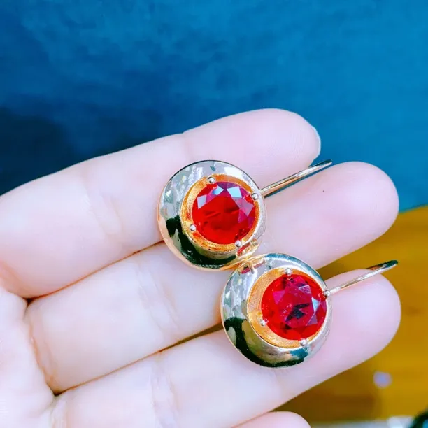 合金玻璃耳饰 红色aybaldak耳环 妈妈款    时尚洋气民族风