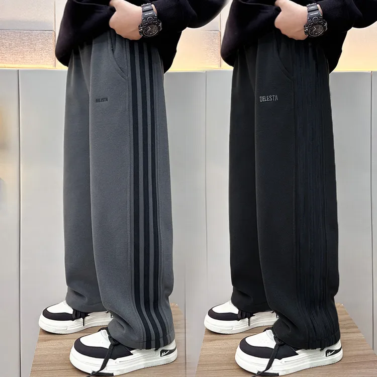 儿童运动卫裤冬季男童加绒裤子中大童春秋男孩薄休闲宽松直筒大码