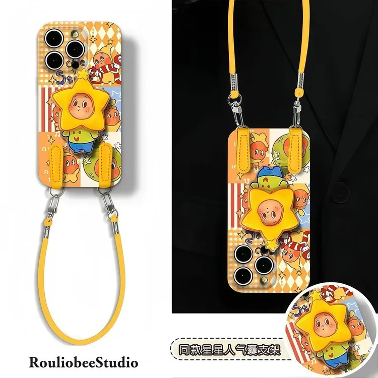 星星气囊支架适用苹果16手机壳iPhone15小米14vivoppo华为p70可爱