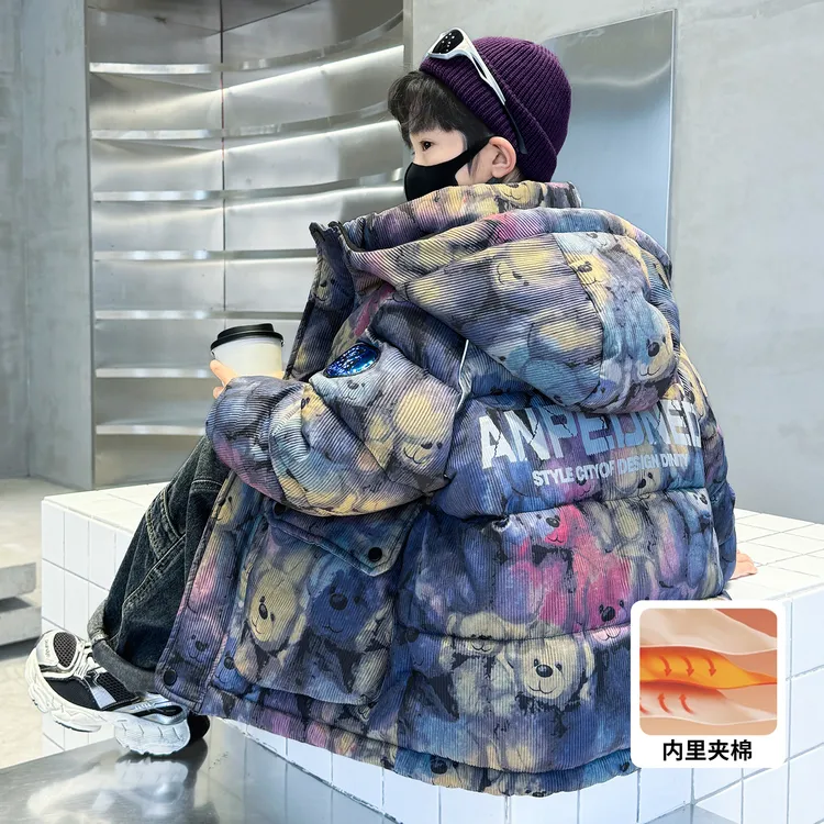 男童冬装羽绒棉服加厚2025新款大童冬季洋气棉袄儿童保暖棉衣外套