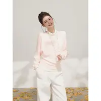 谢不肉 真两件堆堆V领蝙蝠袖T恤女秋季休闲宽松小众叠穿上衣50620