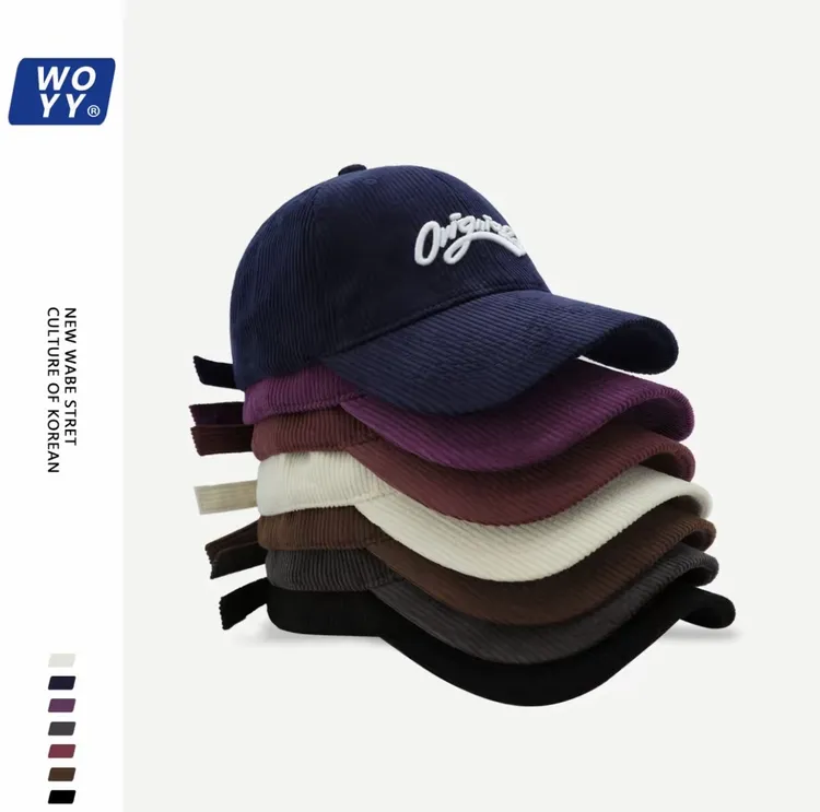 秋冬新款大大大头围灯芯绒棒球帽子男女同款立体刺绣百搭情侣