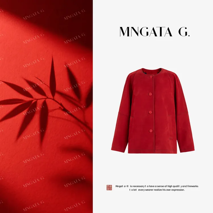 MNGATA G.宫小妍【羔羊皮· 雪域红殿】双面穿秋冬新中式外套5071672