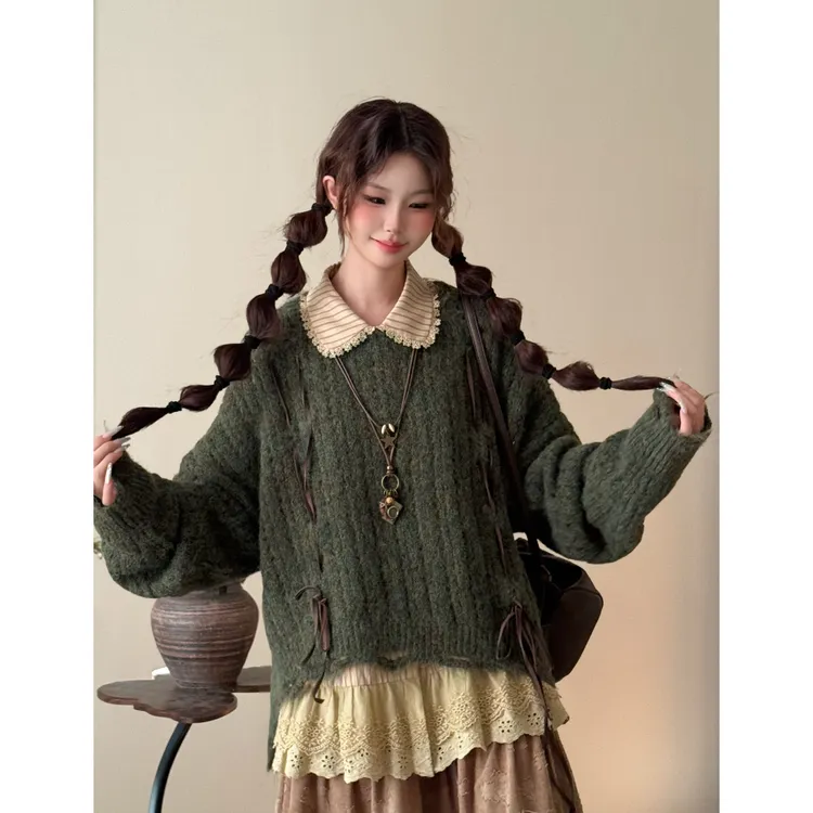 小卓的毛衣【VGVL】宽松日系套头长袖针织衫慵懒风秋冬外穿50180