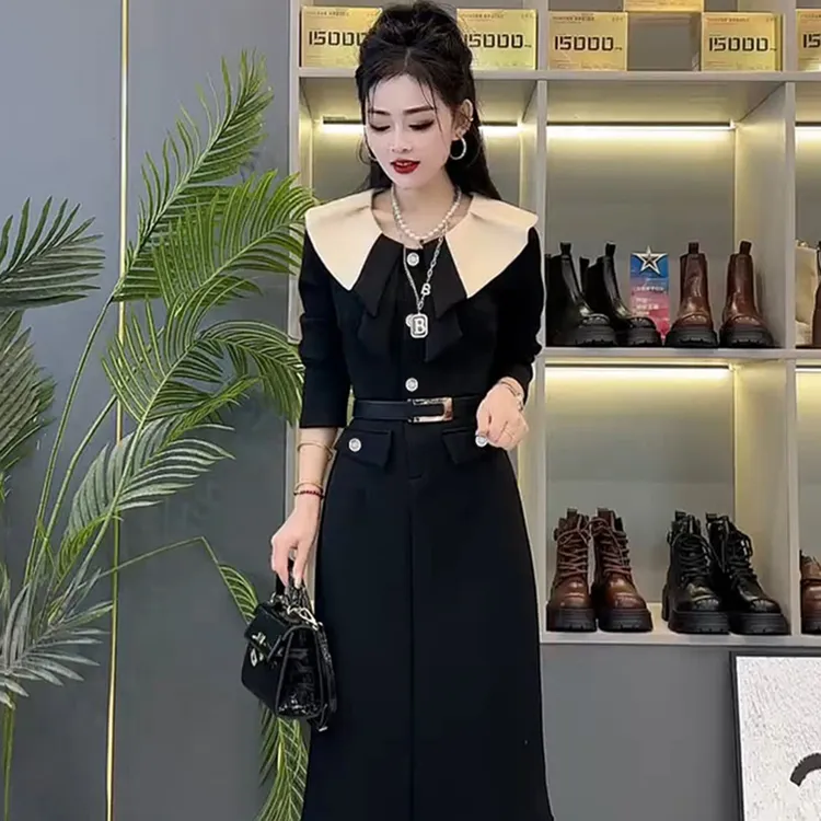 【刘伊朵】高级感收腰显瘦中长款连衣裙2025御姐风情万种裙子2930