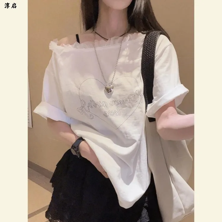 淳启时尚小众不撞款上衣设计感欧货洋气轻奢高级感韩系露肩短袖女