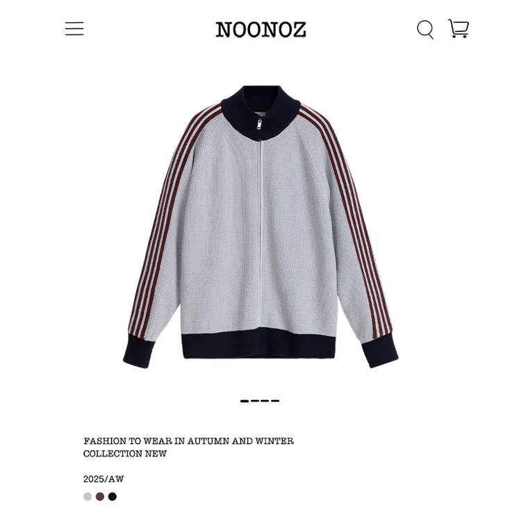 NOONOZ美式复古华夫格条纹开衫毛衣男中性风穿搭潮牌针织衫外套