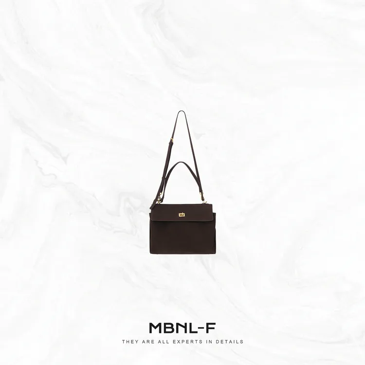 MBNL-F 100%进口磨砂真牛皮咖调单肩手提包 秦磊XM-XBB5505