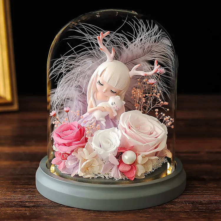 永生花真花玻璃罩成品摆件送女生宋老师生日节日毕业礼物