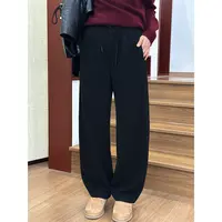 LANGQING 抽绳松紧腰通勤丝毛混纺休闲裤46713/47290#