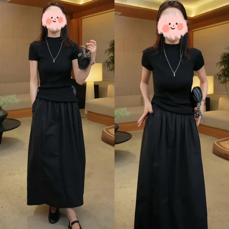 2025早春网红新款知性风衣服裙子套装女短袖T恤别致半身裙两件套