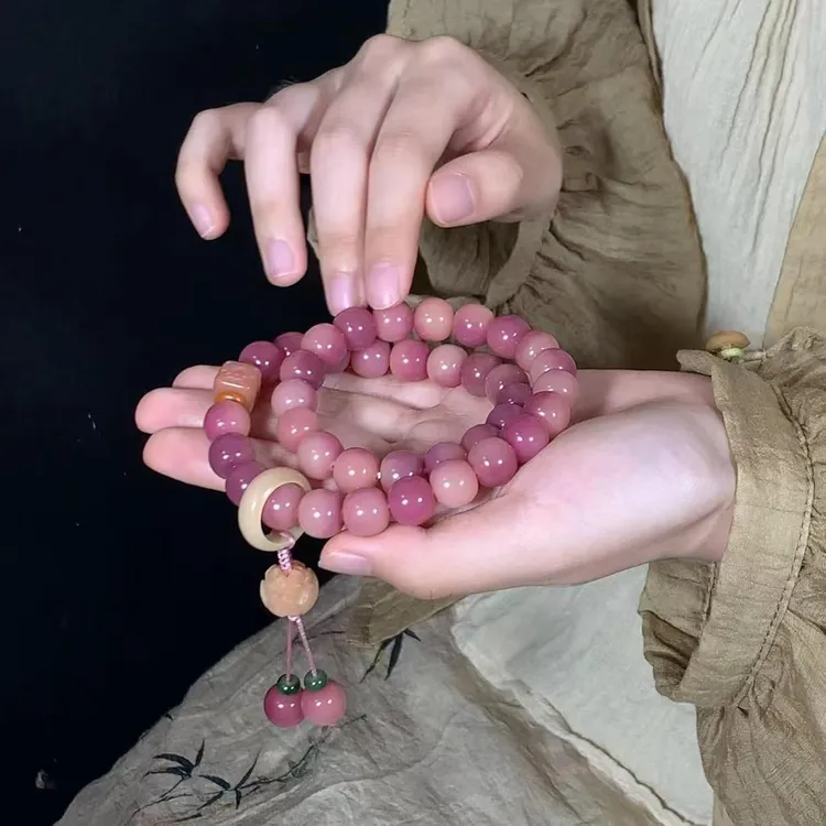 乌梅子酱 新国风粉菩提手串手持9*10（盘玩袋）