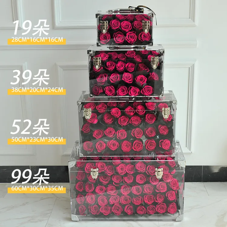 永生花茶几弗洛伊德玫瑰真花巨型行李箱花盒情人节告白送女友礼物