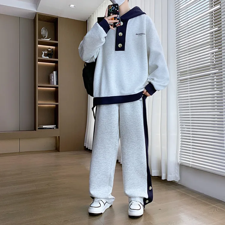 青少年卫衣男春秋季连帽时尚休闲套装男孩子宽松学生潮流运动衣服