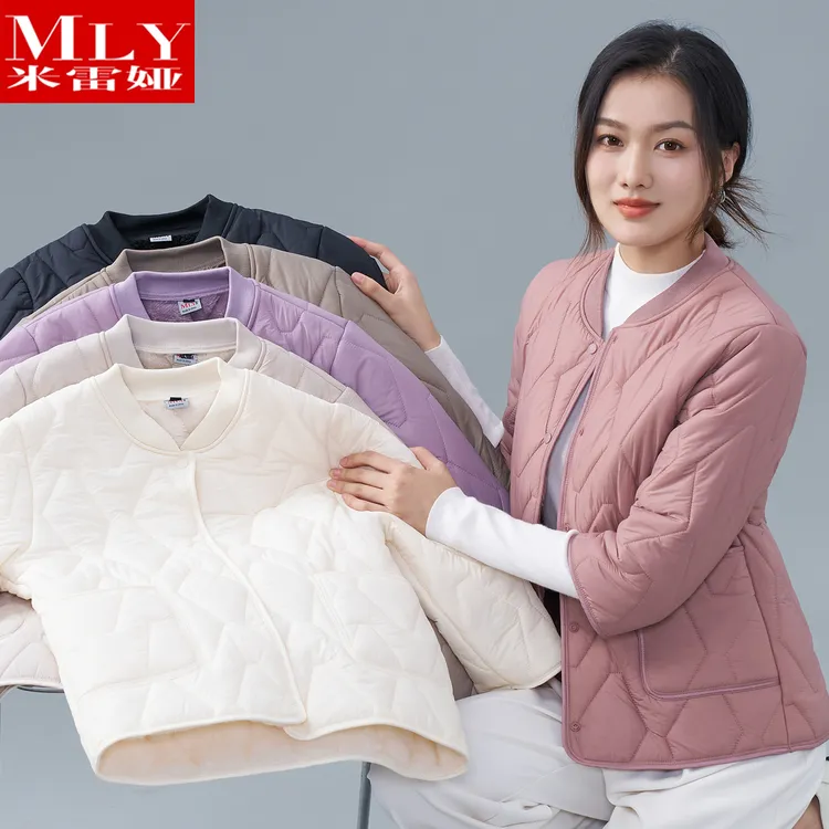 2025秋冬新款七分袖棉服女款爆款轻薄加绒小棉袄半袖内胆保暖棉衣商品图