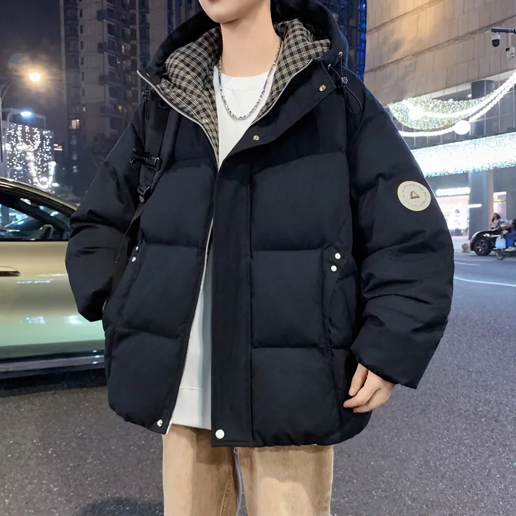 青少年连帽棉服男士2025年新款冬季加厚保暖宽松休闲时尚上衣袄子