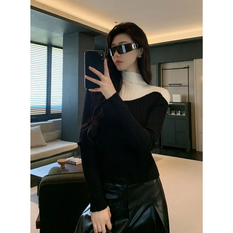 JIJINQI秋冬洋气不褪色修身气质毛针织衫打底上衣女 JD10SMXL1129