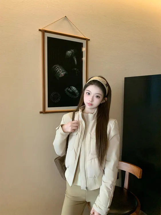 高级感立领棉服女2025年冬季新款小个子加厚保暖宽松休闲棉衣外套