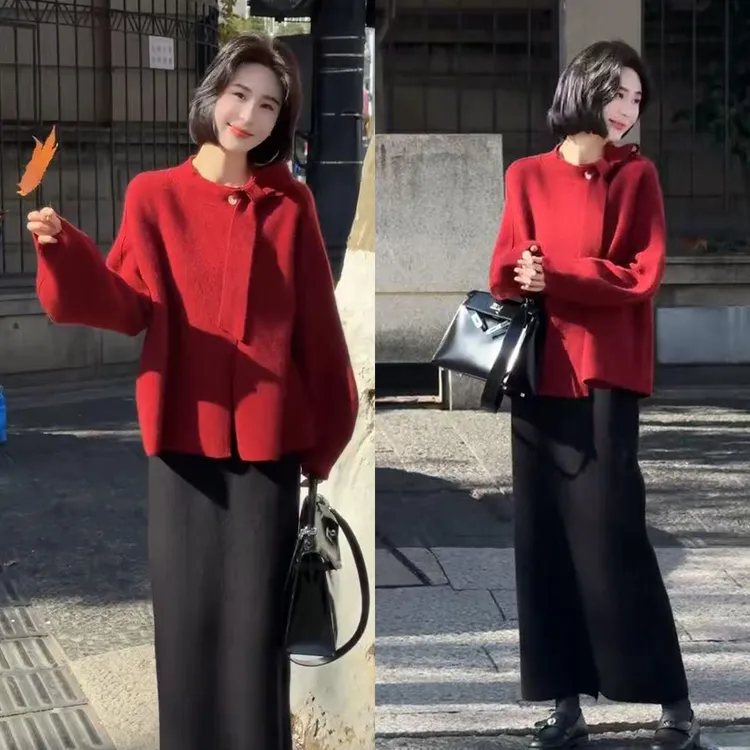 过年温柔系穿搭2026新款韩版慵懒时尚上衣百搭显瘦半身裙两件套