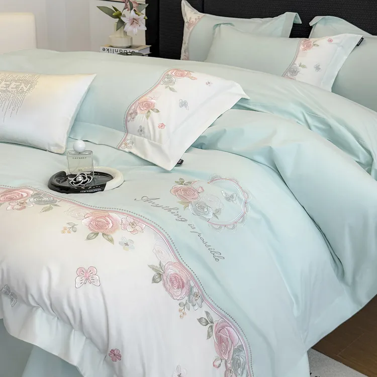 轻奢A类加厚长绒棉全棉磨毛绣花四件套高档纯棉秋冬保暖亲肤床品