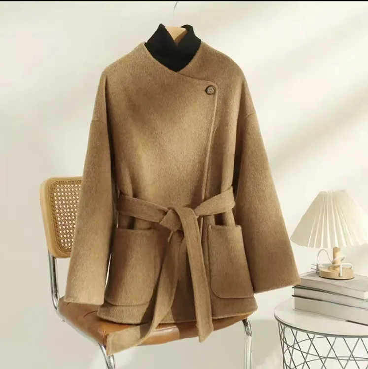 秋冬女毛呢外套韩系双面羊绒大衣短款宽松网红