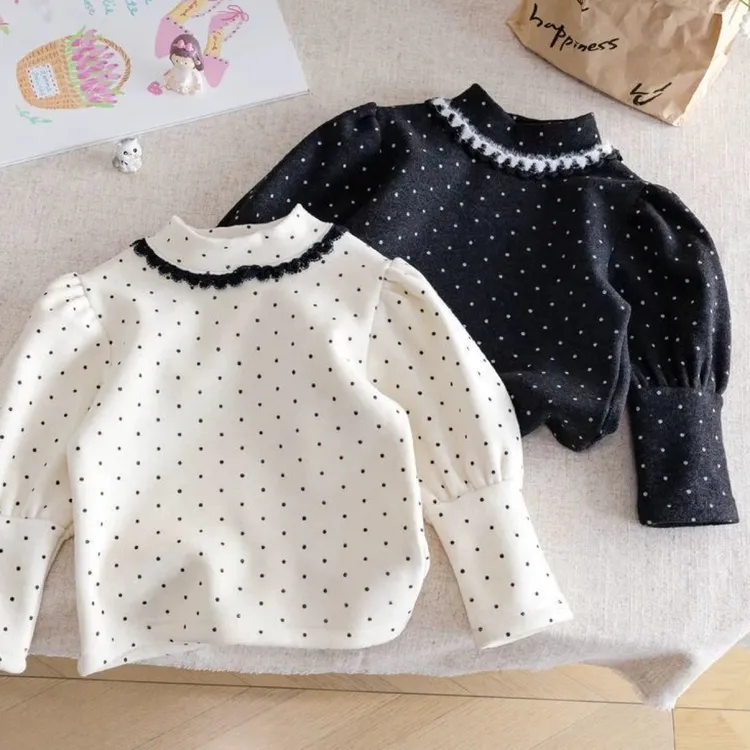 女宝宝加厚一体绒长袖T恤女婴儿秋冬装女童高级温暖磨毛棉打底衫