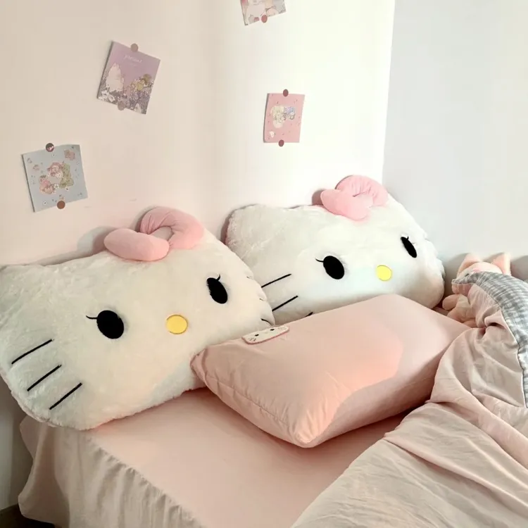 HelloKitty靠枕床头宿舍学生玩手机可爱毛绒靠背抱枕女生夹腿睡觉