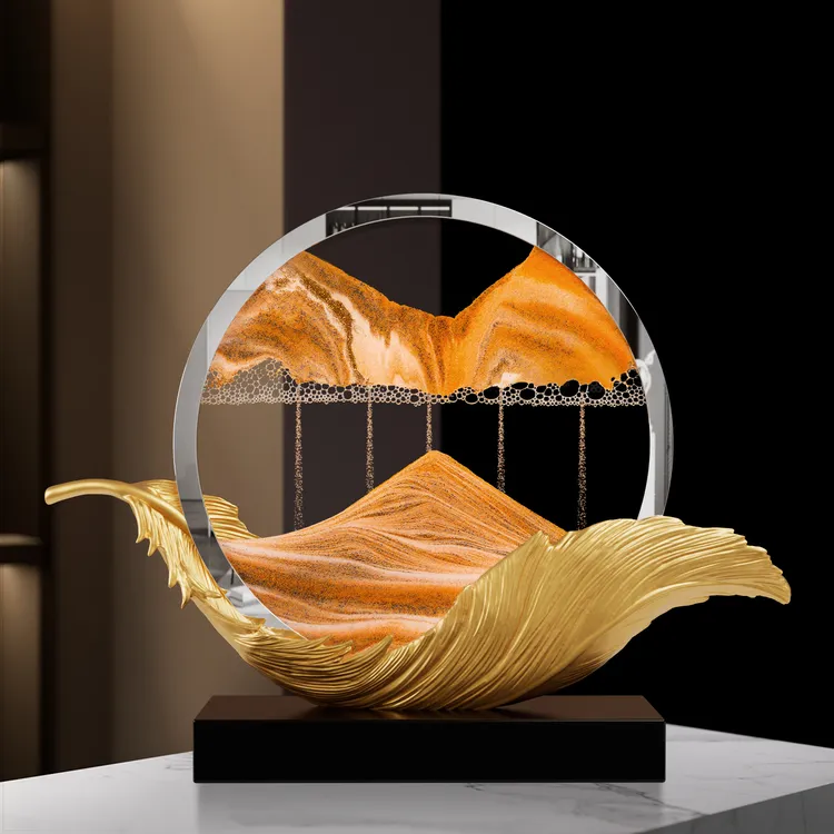 风生水起流沙画酒柜装饰品摆件客厅轻奢高档电视柜办公室2025新款