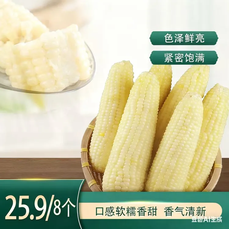 2025年东北头茬白糯玉米真空包装即食香甜软糯营养早餐低脂粗粮