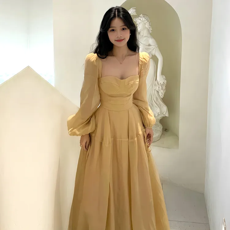 大码胖MM法式复古公主温柔风长袖连衣裙2025秋冬新款气质仙女长裙