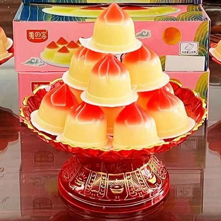 中秋节果冻塔潮汕福桃型水果味果冻仙桃节日摆盘拜神休闲零食