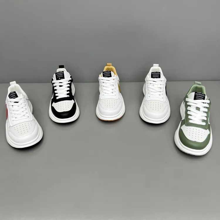 2-30春季新款皮面低帮男鞋舒适透气百搭运动鞋时尚潮流休闲鞋