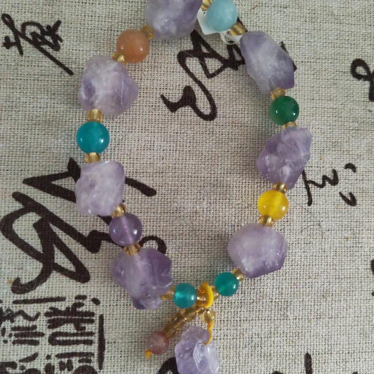 时尚饰品手串紫色适合作为闺蜜情侣礼物水晶原石手链水晶手串