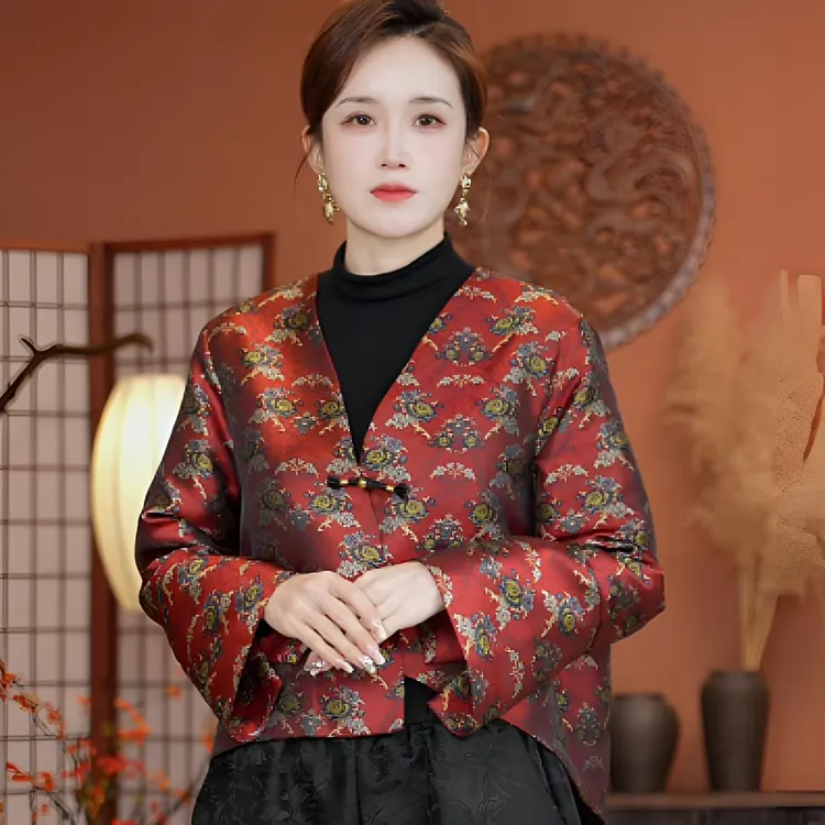 【静哚】春秋新款新中式国风提花时尚洋气短外套休闲风提花中国风