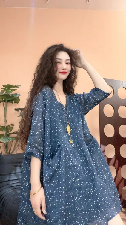 museguhui/木色古汇720#夏季宽松气质时尚大码印花显瘦休闲苎麻衫