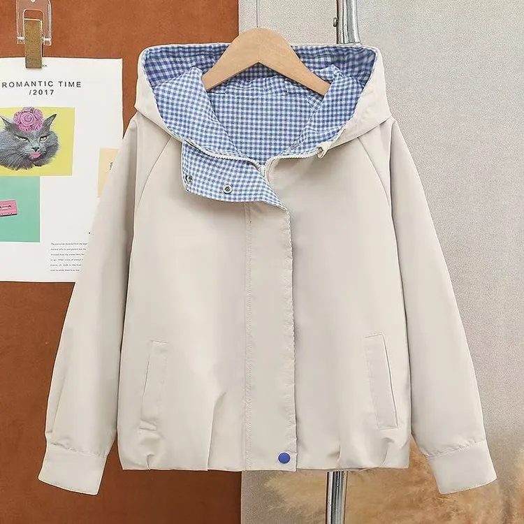 儿童时尚韩版连帽冲锋衣男女中小童女童工装帅气男童装春秋外套