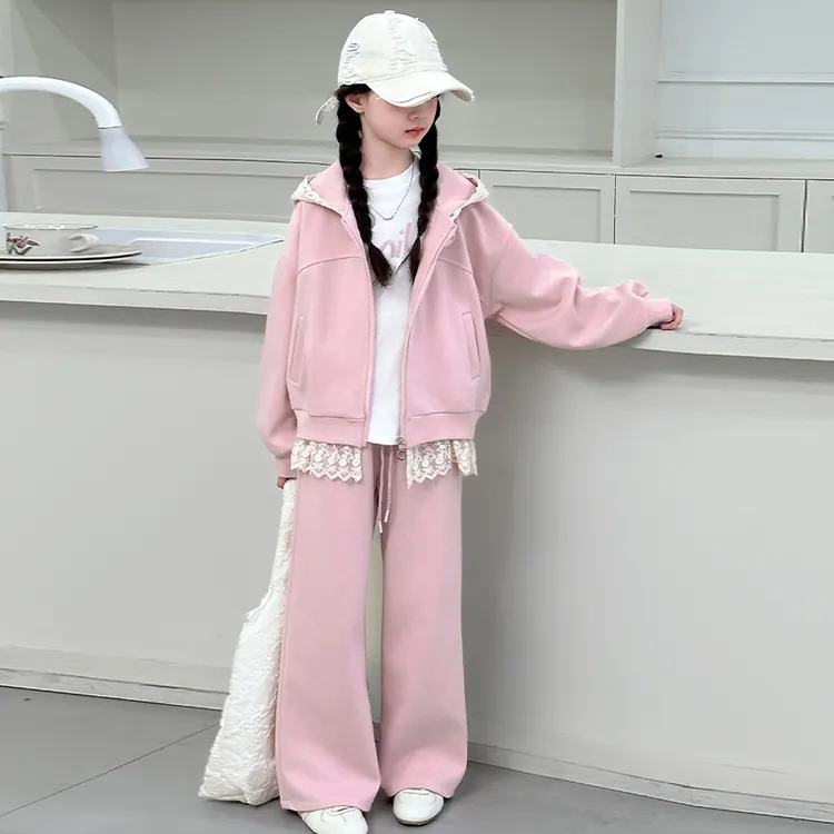 女童春装运动套装2025春季新款儿童春秋休闲卫衣大童阔腿裤两件套