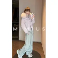 【mimius】喵可溯源三星安心羽绒云朵奶芙毛毛拼接短款羽绒服G09205