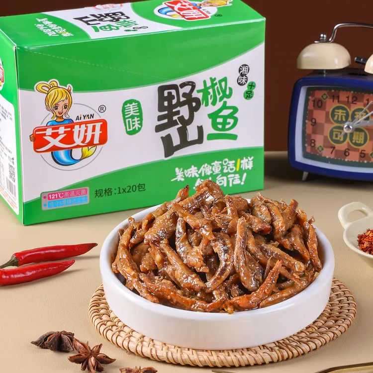 艾妍湖南特产鱼仔魔芋盒装独立小包多口味休闲椒麻大杂烩